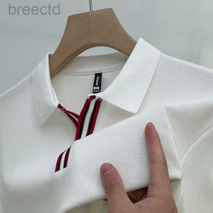 Men's Polos New Cotton Polo Shirt Spring and Solid Lapel T-shirt Casual Korean Fashion High Quality ldd240312