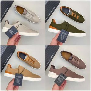 Designer Zegna Mens Casual Shoes Business Casual Social Wedding Party Kvalitet Läder Lättvikt Chunky Sneakers Formella tränare Storlek 38-45 YH