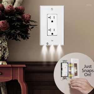 Wall Outlet Plate with LED Lights Safty Light stickers Sensor Plug Coverplate Socket Switch Cover for Bathroom Bedroom2835