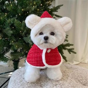 Gato cão traje santa cosplay engraçado animal de estimação capa de natal vermelho roupas de férias suprimentos acessórios cães 240226