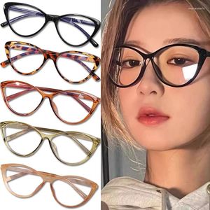 Sunglasses 2024 Girls Reading Glasses Large Cat Eye Frame Eyewear Solid Color Black Anti Blue Light Lenses Seaside Travel Spectacles