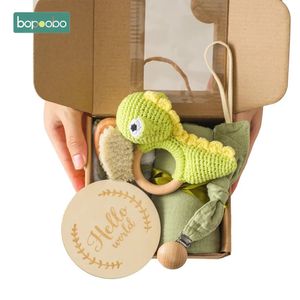 1Set Bambino Regalo Di Natale Giocattolo Da Bagno Uncinetto Animale Dinosauro Sonagli Pietre Miliari Carta Bambino Roba Asciugamano Coperta di Cotone Spazzola 240226