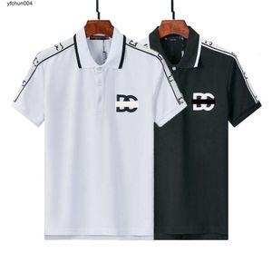 Summer Casual Polos Mens Tops Out Fitness Short Sleeve Tees Designer Polo Shirt Streetwear Black White Fashion Clothes Nl0c