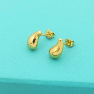 Gold Plated Luxury Brand Stud T-letter Glossy Water Drop Earrings Fashion Brass Jewelry Without Box