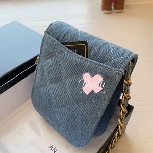 Storage Bags 11X12.5CM fashion crossbody denim bag with chain C comsetics organization gift box