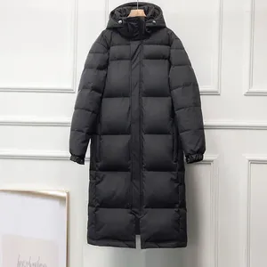 Delle donne Trench Cappotti Lunghi Parka Delle Donne di Spessore Cerniera Autunno Inverno Cotone Nero A Vita Alta Maxi Giubbotti Tasche Elegante Coreano Caldo 2024