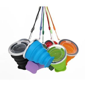 Zusammenklappbare Trinkbecher, 12 Farben, tragbare Silikon-Einziehbecher, faltbare Teleskop-Wasserflaschen für Reisen, Camping