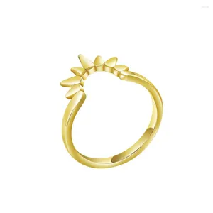 Eheringe aus Edelstahl für Damen, zart vergoldet, modisch, Sonne, verstellbarer Ring, Schmuck, Geschenk für Ihn