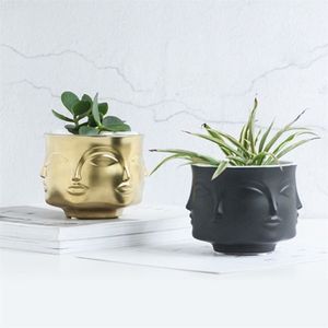 Man ansikte blommor vas hem dekoration tillbehör modern keramisk vas för blommor pot Planters LJ201210247J