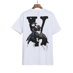 VLONE T-shirt Big "V" TsgirtMen's / Women's Couples Casual Fashion Trend High Street Loose HIP-HOP100% Cotton Printed Round Neck Shirt US SIZE S-XL 1541