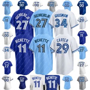 Camisa de beisebol Vladimir Guerrero Jr. Kevin Gausman Bo Bichette George Springer Alek Manoah Daulton Varsho Jose Bautista Yariel Rodriguez Justin Turner Joe Carter