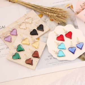 New Multi Color Asymmetric Love Personalized Zircon INS Temperament Earrings E433