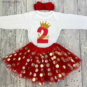 Flickans klänningar Personlig baby födelsedagskakor Kakeklänningar Anpassade Baby Girl Dress Spädbarn Girls Paljett Tutu Kjolar Kläder Födelsedagspresent L240310