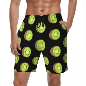 Męskie szorty kąpielowe Kiwi Fruit Gym Summer Green Fruits Y2K Funny Board Short Pants Men Men Custom Sportswear Szybki sucha pływanie pni