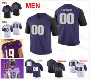 Benutzerdefinierte Washington Huskies 2019 Neue Marke Fußball Jeder Name Nummer Schwarz Lila Weiß 10 Jacob Eason 26 Salvon Ahmed Männer Jugend Jers5970943