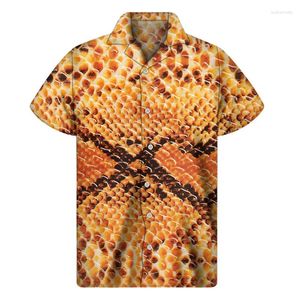 Camicie casual da uomo Moda Pelle di serpente animale Stampa 3D Camicia hawaiana da uomo multicolore con bottoni bavero Camicetta a maniche corte allentata da strada Top