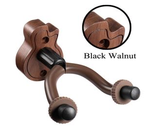 Guitar Wall Mount Hanger Adjustable Stand Holder for Acoustic and Electric Guitars Black Walnut 1 Pack9286345