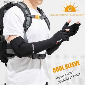 Protective Sleeves Arm Leg Warmers Cool Men Women Sleeve Gloves Running Cycling Fishing Bike Sport UV Cover Two finger Cut 230414 L240312