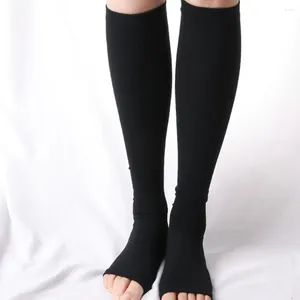 Mulheres meias joelho alto corpo moldar masculino feminino estoques longo tubo de compressão fibra varicosa alívio da dor