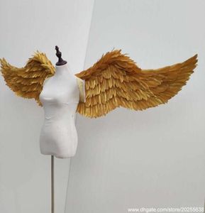 Ali d'angelo in oro con piume naturali di alta qualità 180 cm Bellissime ali di fata argento per la vetrina della danza Oggetti di scena decorativi fai-da-te 3441673