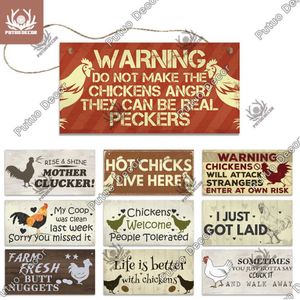 Putuo decoração frango fazenda sinais de madeira placas decorativas para placas de madeira para decoração de parede casa fazenda galinheiro decoração q0722987