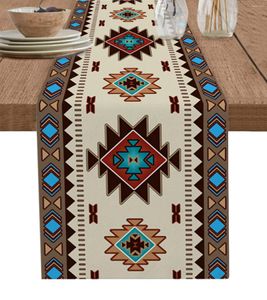 Toalha de mesa boêmia étnica geométrica corredores de linho decoração de festa de férias reutilizável para jantar decorações de casamento