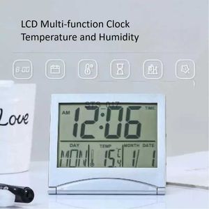 Andere Uhren Zubehör Klappbare LCD-Digitalanzeige Schlanke Reise Einfach Bequemes Tragen Multifunktionsdatum Temperaturwecker Pendel MiniuhrL2403