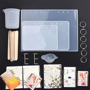 Silikonformar Tool Set för A5 A6 A7 Notebook Cover Casting Epoxy Harts Mold DIY Crafts Jewelry Making Q1106184s