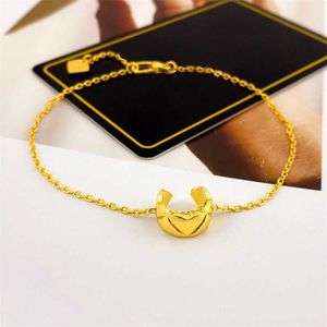V Gold Plated Mijin Xiang Home Water Ice Moon Pineapple Half Round Armband med diamantmönster Ljus lyxmode Simple Armband bleknar inte