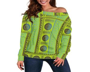 Women039s TShirt Polynesian Tribal Kleidung Grün Tapa Masi Tuch Blumendruck Benutzerdefinierte Mode Blusen Tops Frauen Shirts Sexy L2237407