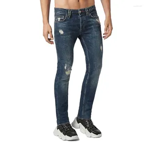 Men's Jeans 2024 Mens Skinny Stretchy Ripped Pencil Pants Slim Fit Fashion Denim Trousers Streetwear Scratched High Quality Jean Homme