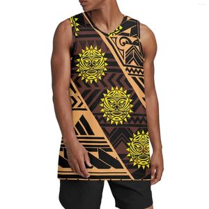 Herren-Tanktops, Polynesian Tribal Pohnpei Totem Tattoo-Drucke, Basketball-Trikot, Hip-Hop-Kleidung für Party, genäht, S-4XL, luxuriöse Freizeitkleidung