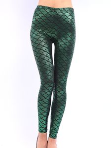 Neue Fischschuppen-bedruckte sexy Leggings, Meerjungfrau-Yoga-Hosen, Push-Up-Leggins, Stretch, glänzende Tanzhose