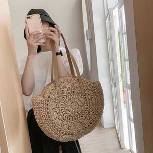 Summer Seaside Vacation Bag for Women Woven Straw with Large Capacity Underarm Short Distance Travel Beach