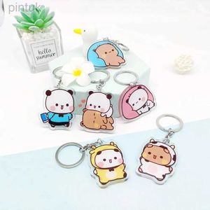 Keychains Lanyards Cartoon Kawaii Akryl Nyckelring Net Red Cute Par School Bag Ornament kring Stand Pendant Charm Keyring Gift Wholesale LDD240312