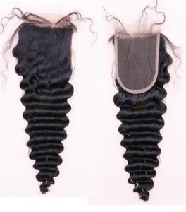 10a grau onda profunda virgem remy cabelo humano pacotes parte do meio fechamentos de renda tece cabelo com fechamento de renda 6268157