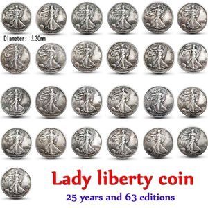 63 peças conjunto completo americano de lady liberty cor antiga cópia de moedas arte colecionável 190m