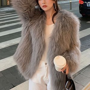 Новое женское двустороннее тканое пальто Haining на осень и зиму с шифрованием из меха енота, модный и молодежный стиль 9749