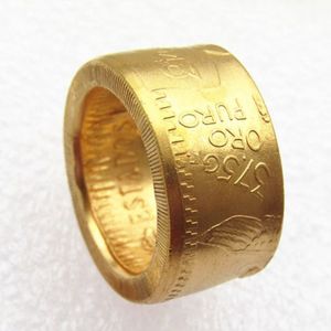 1943 Mexico Gold 50 Peso Coin Gold Plated Coin Ring Handmade i storlekar 9-16274V