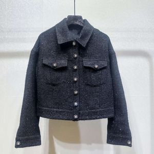 Fadan 2024! Spring/summer New Elite Thousand Gold Flip Collar Single Breasted Bright Silk Fine Sparkling Thick Tweed Coat