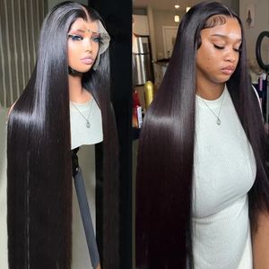 180% 13x4 Bone Straight Lace Front Human Hair Wigs Straight HD Transparent Lace Frontal Wig 13x6 Brazilian Wig on Sale