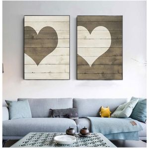 Gemälde Bauernhaus Herz Druck Holzschild Wandkunst Leinwand Malerei Dekor Valentinstag Poster Drucke Bilder331Q