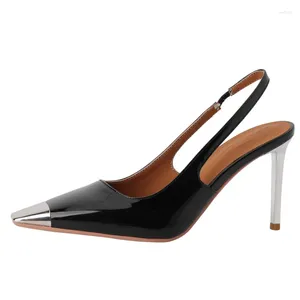 Scarpe eleganti Donne sexy Slingback Tacchi alti SmallHut 2024 Primavera Estate Nero Beige Vino Rosso Décolleté con tacco sottile Punta quadrata Partito