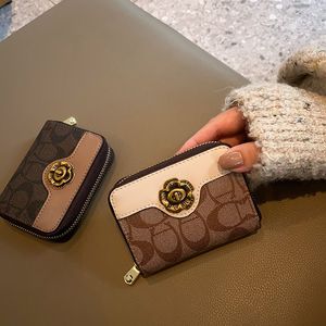 Porta carte di lusso per ragazze da donna Portafoglio corto Mini Porta carte in PU Porta carte multi-carte Piccola pochette multifunzionale con scatola Borse coachly