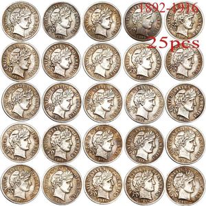 25pcs ABD Kopyala Para 1892-1916 Berber Dime Farklı Yıllar Bakır Kaplama Gümüş Sikkeler Set309H