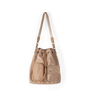 HBP Non-Brand New Nylon Shoulder Bag External Pocket Cool Girls Tote Drawstring Design Waterproof Bucket for Women