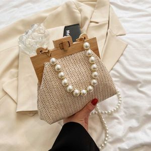 Beach Bags Single Shoulder Bag Handbag Crossbody Straw Woven Temperament Vacation Pearl Niche Summer Trend