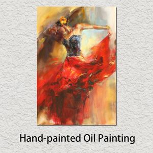 Flamenco-Tänzerin-Gemälde, Tänze in Schönheit, spanische Kunst, handgemaltes Frauen-Ölbild für Arbeitszimmer-Wanddekoration249O