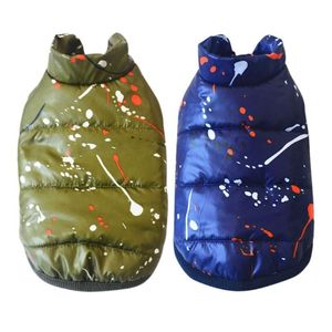 Cão vestuário pet casaco roupas sem mangas inverno frio quente terno de esqui jaquetas traje impresso design colete parkas 2 1255i