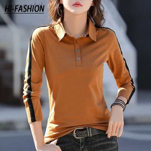 Men's Polos HI-FASHION Cotton Shirt Korean Casual Office Blouse Spring Lapel temperament Sleeve Slim ldd240312